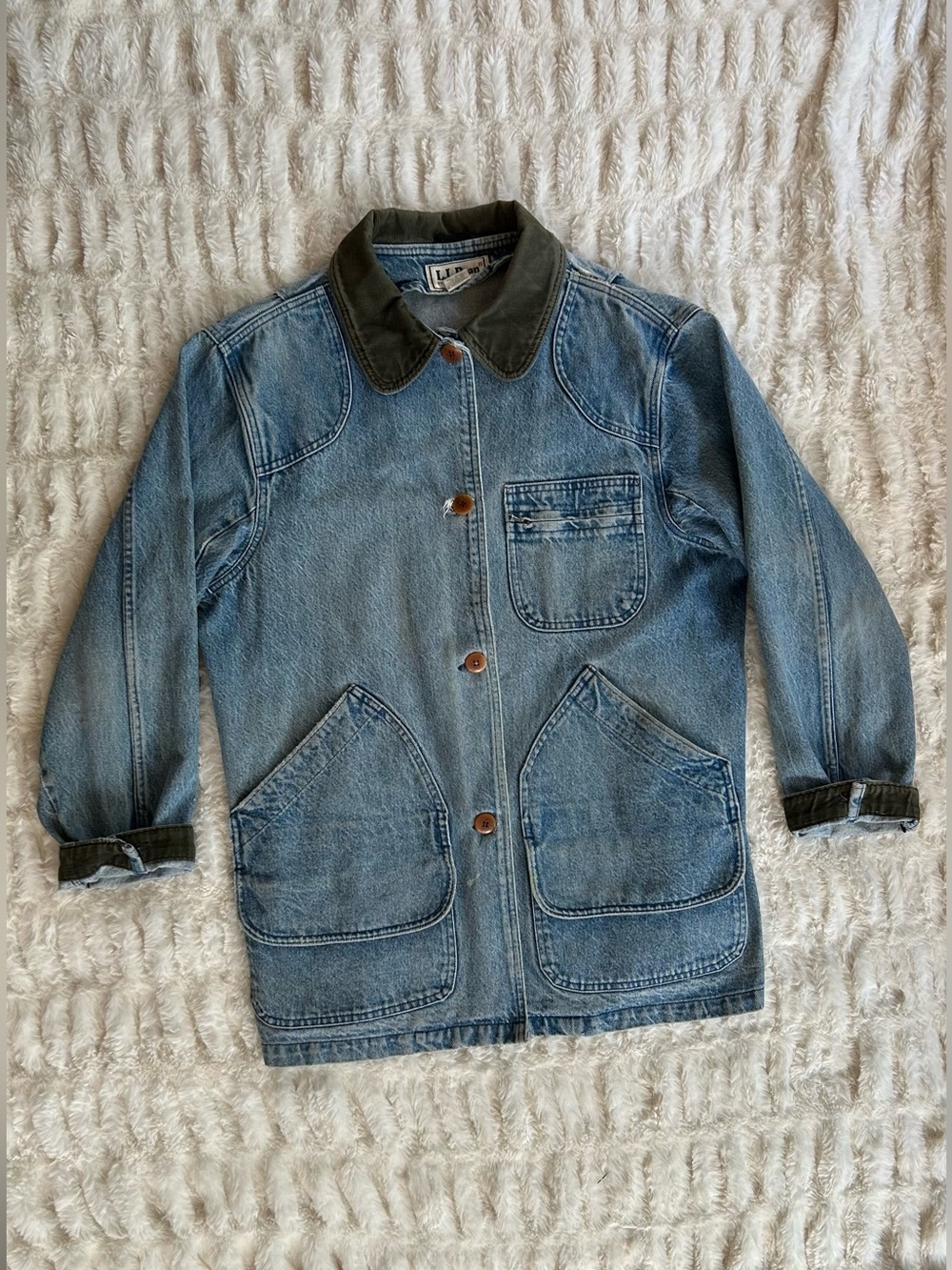 Made in USA LL Bean Vintage Chore Coat Barn Jacket Denim - Picture 3 of 13